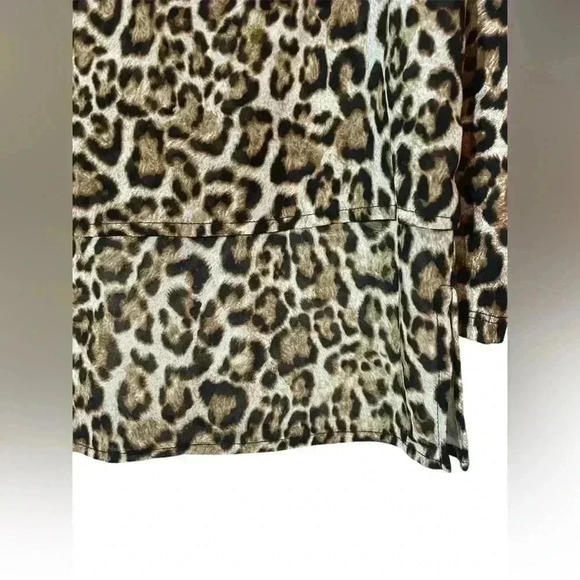 Michael Kors Leopard Animal Print Lightweight Pullover Blouse Sheer Overlay SM - Picture 3 of 10